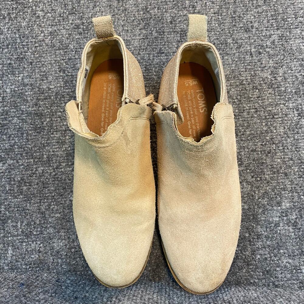 Toms Womens Tan Gold Deia Glitter Heel Zip Up Ankle Bootie Shoes 5.5 - Picture 7 of 7